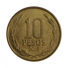 Km#228.2 10 Pesos 2015 SO MBC Chile  América  Cobre-alumínio-níquel 21(mm) 3.5(gr)