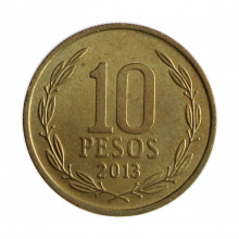 Km#228.2 10 Pesos 2013 SO MBC Chile América Cobre-alumínio-níquel 21(mm) 3.5(gr)