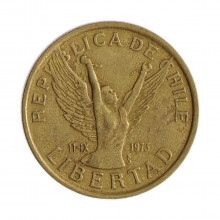 Km#218 10 Pesos 1986 SO MBC+ Chile  América  Níquel com revestimento de latão  21(mm) 3.5(gr)