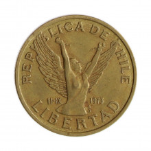 Km#218 10 Pesos 1984 SO MBC Chile  América  Níquel com revestimento de latão  21(mm) 3.5(gr)