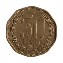 Km#219.2 50 Pesos  2015 SO MBC Chile  América  Cobre-alumínio-níquel 25(mm) 7(gr)
