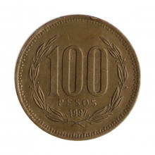 Km#226.2 100 Pesos  1997 SO MBC Chile  América  Bronze de alumínio 27(mm) 9(gr)