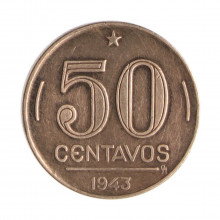 V-192a 50 Centavos 1943 MBC Níquel Rosa