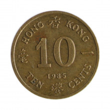 Km#55 10 Cents 1985 MBC Hong Kong Ásia Níquel com revestimento de latão 17.5(mm) 2(gr)