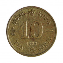 Km#49 10 Cents 1983 MBC Hong Kong Ásia Níquel com revestimento de latão 17.55(mm) 2(gr)