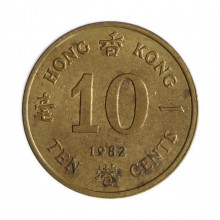 Km#49 10 Cents 1982 MBC Hong Kong Ásia Níquel com revestimento de latão 17.55(mm) 2(gr)