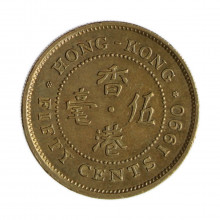 Km#62 50 Cents 1990 MBC Hong Kong Ásia Níquel com revestimento de latão 22.5(mm) 4.9(gr)