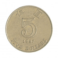 Km#65 5 Dollars 1997 MBC Hong Kong Ásia Cupro-Níquel 27(mm) 13.4(gr)