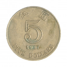 Km#65 5 Dollars 1997 BC/MBC Hong Kong Ásia Cupro-Níquel 27(mm) 13.4(gr)
