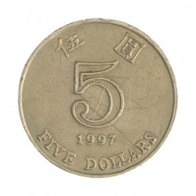 Km#65 5 Dollars 1997 BC/MBC Hong Kong Ásia Cupro-Níquel 27(mm) 13.4(gr)