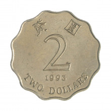 Km#64 2 Dollars 1993 MBC Hong Kong Ásia Cupro-Níquel 28(mm) 8.4(gr)