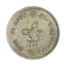 Km#63 1 Dollar 1987 MBC Hong Kong Ásia Cupro-Níquel 25.5(mm) 7.1(gr)
