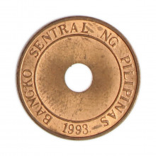 Km#268 5 Sentimos 1995 Pl SOB/FC Filipinas Ásia Aço com revestimento de cobre 15.5(mm) 1.9(gr)