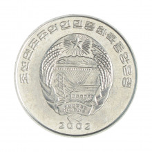 Km#184 ½ Chon 2002 FC Coréia do Norte Ásia Série Mundo dos Animais - Orangotango Alumínio   27.02(mm) 2.16(gr)