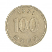 Km#35.2 100 Won 1991 MBC Coréia do Sul Ásia Cupro-Níquel   24(mm) 5.42(gr)