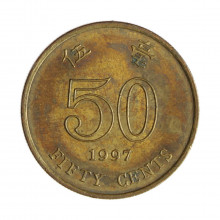 Km#68 50 Cents 1997 MBC Hong Kong Ásia Níquel com revestimento de latão 22.5(mm) 4.86(gr)