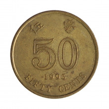 Km#68 50 Cents 1993 MBC Hong Kong Ásia Níquel com revestimento de latão 22.5(mm) 4.86(gr)