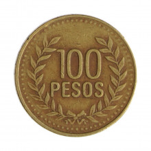 Km#285.2 100 Pesos  2008 MBC Colômbia  América  Bronze de alumínio 23(mm) 5.31(gr)
