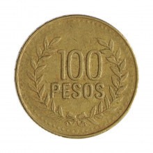 Km#285.2 100 Pesos  2008 MBC Colômbia  América  Bronze de alumínio 23(mm) 5.31(gr)
