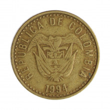 Km#285.2 100 Pesos  1994 MBC Colômbia  América  Bronze de alumínio 23(mm) 5.31(gr)