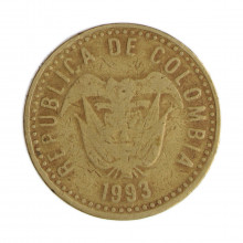 Km#285.1 100 Pesos  1993 MBC Colômbia  América  Bronze de alumínio 23(mm) 5.31(gr)