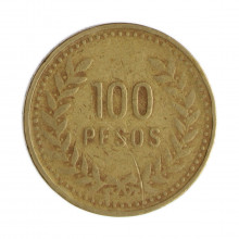 Km#285.1 100 Pesos  1993 MBC Colômbia  América  Bronze de alumínio 23(mm) 5.31(gr)