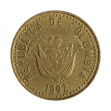 Km#285.1 100 Pesos  1992 MBC+ Colômbia  América  Bronze de alumínio 23(mm) 5.31(gr)
