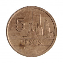 Km#268 5 Pesos  1980 MBC+ Colômbia  América  Níquel com Revestimento de Cobre 26(mm) 9(gr)