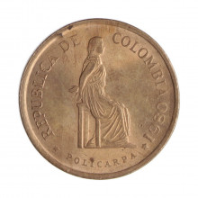 Km#268 5 Pesos  1980 MBC+ Colômbia  América  Níquel com Revestimento de Cobre 26(mm) 9(gr)