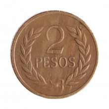 Km#263 2 Pesos  1978 MBC Colômbia  América  Níquel com Revestimento de Cobre 24.5(mm) 7.7(gr)