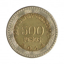 Km#298 500 Pesos  2014 MBC+ Colômbia  América  Bimetálico 23.7(mm) 7.14(gr)