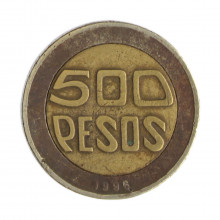 Km#286 500 Pesos  1996 BC Colômbia  América  Bimetálico 23.8(mm) 7.4(gr)
