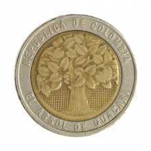 Km#286 500 Pesos  1995 MBC Colômbia  América  Bimetálico 23.8(mm) 7.4(gr)
