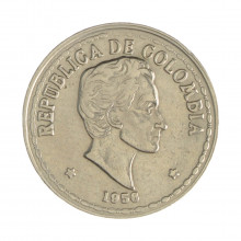 Km#215.1 20 Centavos  1956 MBC Colômbia  América  Cupro-Níquel 23(mm) 5(gr)