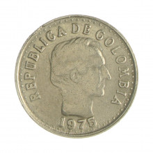 Km#253 10 Centavos  1975 MBC Colômbia  América  Aço com Revestimento de Níquel  18.4(mm) 2.52(gr)