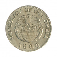Km#212.2 10 Centavos  1966 MBC+ Colômbia  América  Cupro-Níquel 18.5(mm) 2.5(gr)