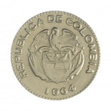 Km#212.2 10 Centavos  1964 MBC+ Colômbia  América  Cupro-Níquel 18.5(mm) 2.5(gr)