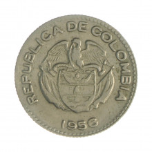 Km#212.2 10 Centavos  1956 MBC Colômbia  América  Cupro-Níquel 18.5(mm) 2.5(gr)