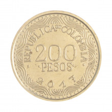 Km#297 200 Pesos 2017 MBC+ Colômbia  América  Latão com revestimento de níquel  22.4(mm) 4.61(gr)