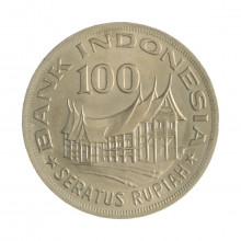 Km#42 100 Rupiah 1978 FC Indonésia Ásia Silvicultura para a prosperidade Cupro-Níquel 28.5(mm) 7(gr)