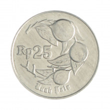 Km#55 25 Rupiah 1996 FC Indonésia Ásia Alumínio 18(mm) 1.22(gr)