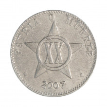 Km#35.2 20 Centavos 2007 MBC Cuba América  Alumínio 24(mm) 2(gr)
