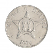 Km#35.2 20 Centavos 2006 MBC+ Cuba América  Alumínio 24(mm) 2(gr)