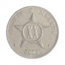 Km#35.2 20 Centavos 2006 MBC Cuba América  Alumínio 24(mm) 2(gr)