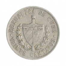 Km#35.1 20 Centavos 1969 MBC Cuba América  Alumínio 24(mm) 2(gr)