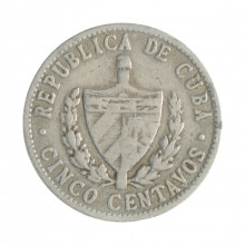 Km#34 5 Centavos 1966 MBC Cuba América  Alumínio 21.21(mm) 1.5(gr)