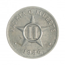 Km#104.2 2 Centavos 1986 MBC+ Cuba América  Alumínio 19.31(mm) 1(gr)