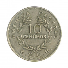 Km#185.3 10 Céntimos 1972 MBC Costa Rica  América  Cupro-Níquel  18(mm) 2(gr)
