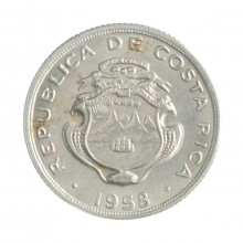 Km#185.1a 10 Céntimos 1958 MBC Costa Rica  América  Aço Inoxidável 18(mm) 2(gr)