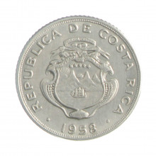 Km#184.1a 5 Céntimos 1958 MBC+ Costa Rica América Aço Inoxidável 15(mm) 1(gr)